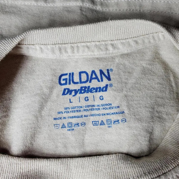 Gildan DryBlend Beige White and Brown Rodeo Crewneck T-Shirt Men's Size Large - Picture 3 of 11